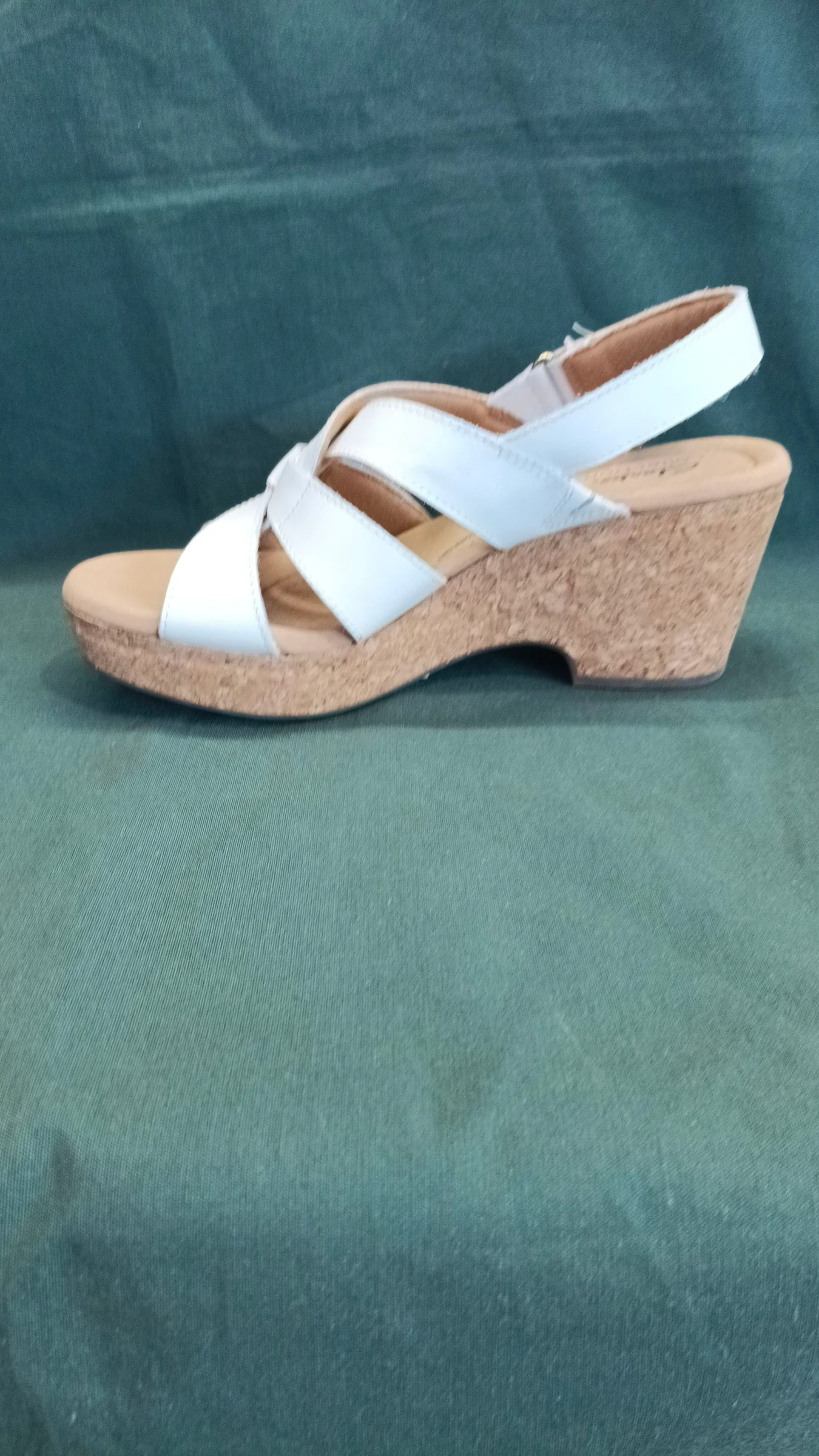 Clarks Giselle Playa Sandales en cuir blanc avec talon en liège Taille 39.5 – photo 3